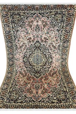 Soothing Pink Handknotted Medallion Kashmir Wool Rug 