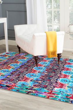 Vibrant Indian Handmade Sari Silk Carpet