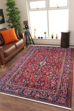 Vintage Kashan Maroon Handmade Carpet