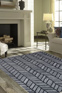 Charcoal Symmetry Modern Striped Rug