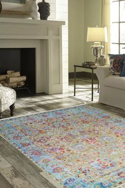 Cobalt Sari Silk Hand Knotted Area Rug