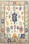 Ivory and Multicolour Palmette Oushak Handmade Area Rug