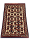 Ivory Maroon Curved Bokhara Handmade Carpet