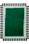 Bottle Green with Black and White Edged Striped Handknotted Rug