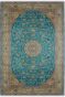Turquoise Persian Kashan Pure Silk Rug