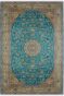 Turquoise Persian Kashan Pure Silk Rug