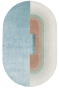 Sky Blue Handknotted Oval Striped Rug
