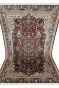 Maroon Kashan Fine Border Handknotted Wool Carpet