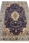 Navy Blue Ivory Kashan Kashmiri Handknotted Rug