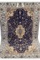 Navy Blue Ivory Kashan Kashmiri Handknotted Rug