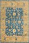 Handknotted Blue floral all over Motif Oushak Rug