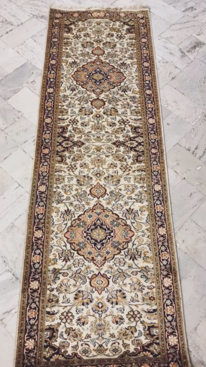 Dual Medallion Kashan Silk Runner