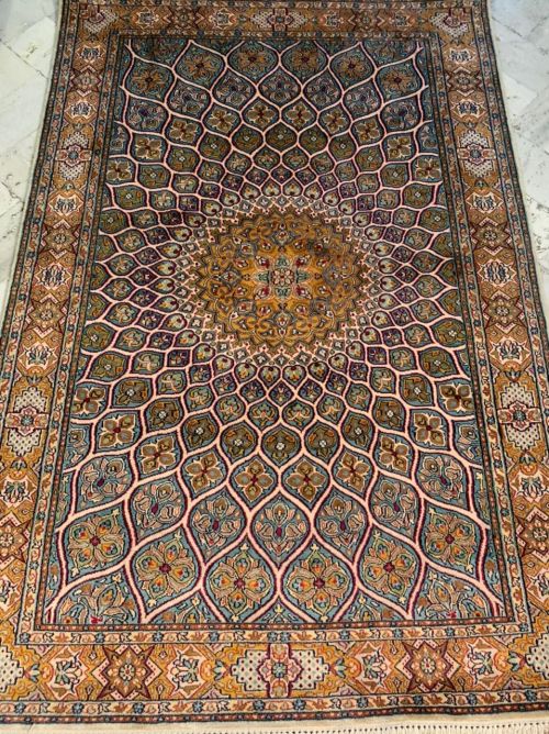 Peacock Ardabil Fine Silk Handmade Rug