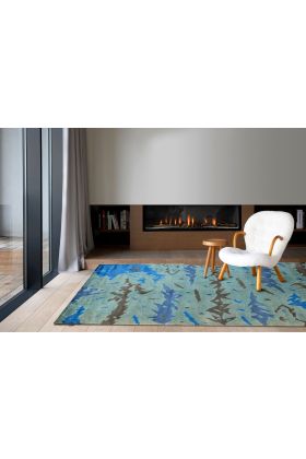 Blue Sea Abstract Wool Carpet