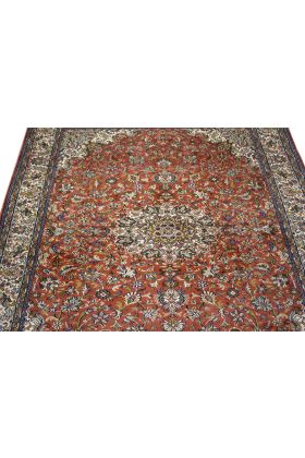 Rust Silk Kashan Area Rug
