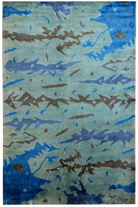 Blue Sea Abstract Wool Carpet