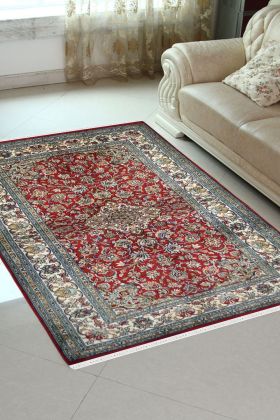 Floral on Red Persian Pattern Handmade Silk Carpet