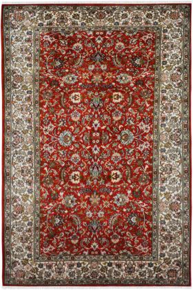 Red All Over Kashan Silk Area Rug