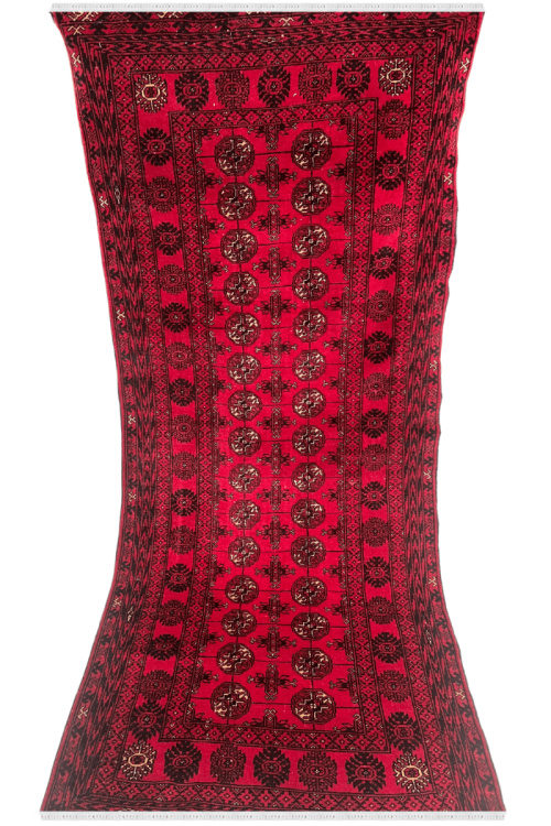 Dual Layered Red Afghani Mori Bokhara Handmade Rug