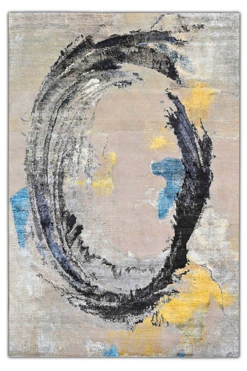 Dreamy Swirl Beige Handmade Wool Abstract Rug