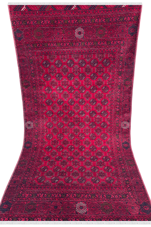 Central Motif Afghani Maroon Handknotted Area Rug