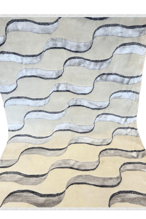 Oceanic Waves Handknotted Wool Rug 