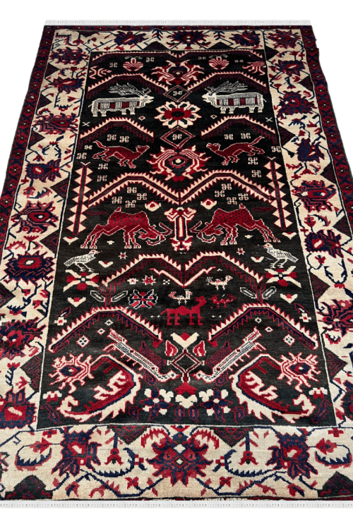 Pictorial Afghan Handknotted Rug