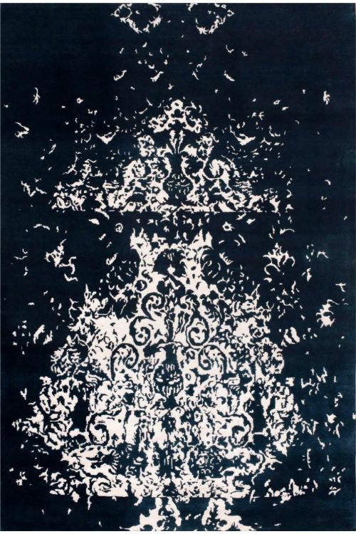 Noir Erased Black Modern Handmade Rug