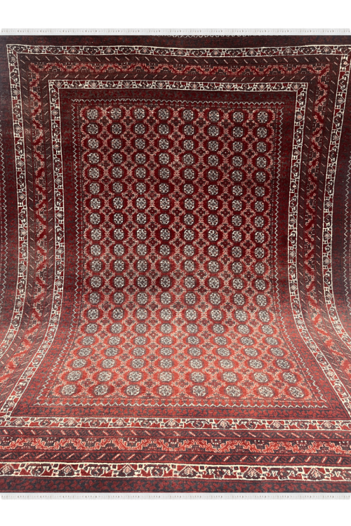 Dual Panel Afghan Bokhara Brown Handmade Carpet