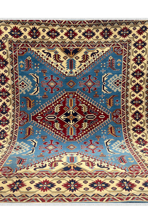 Topaz Blue Caucasian Afghani Handmade Carpet