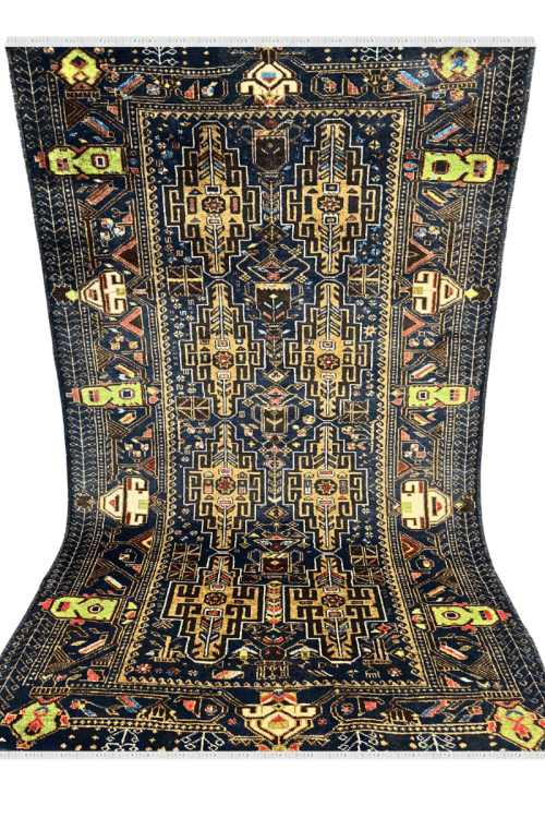 Dark Blue Exclusive Afghani Caucasian Handmade Carpet