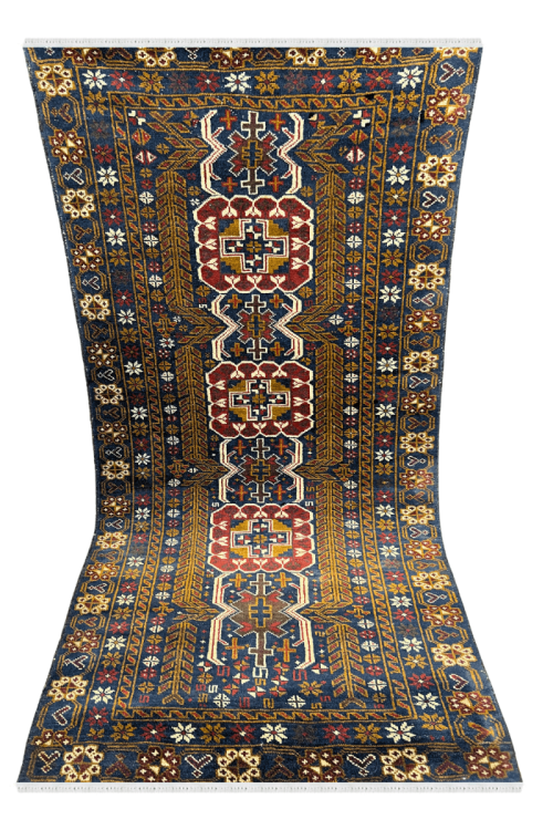Single Panel Intricate Brown Handknotted Afghan Carpet