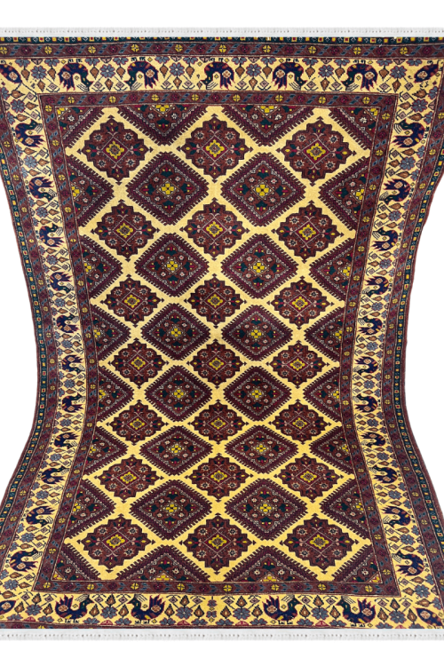 Diamond Cream All Over Pattern Afghan Carpet