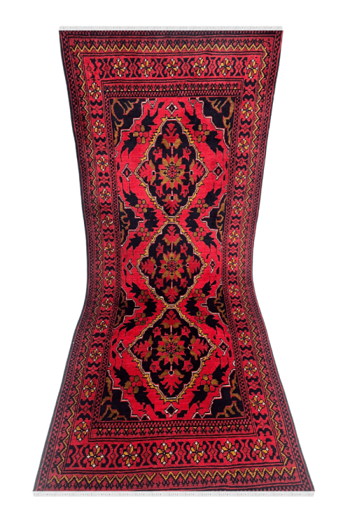 Triple Medallion Afghan Handmade Runner Carpet