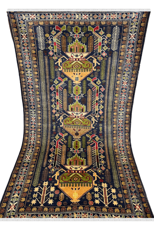 Tabriz Blue Handknotted Afghani Rug