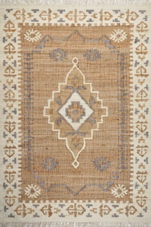 Traditional Medallion Brown Handmade Jute Carpet