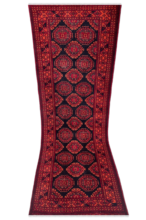 Rust Medieval Pattern Afghan Handmade Runner Rug