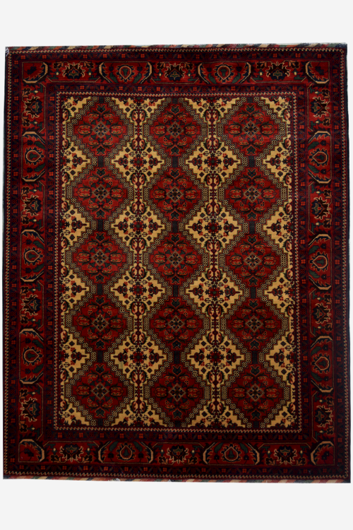 Cream Bokhara Afghan Handmade Carpet