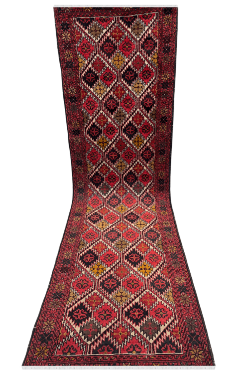 Diamond Pattern Handknotted Area Rug Afghani Runner
