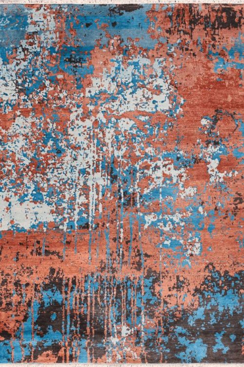 Mount Etna Erased Hand Knotted Modern Area Rug