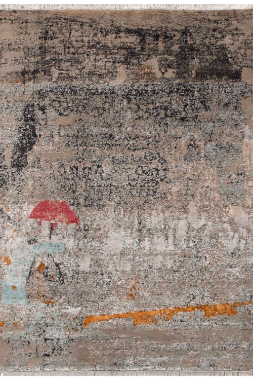 Pictorial 8x10 Erased Handspun Wool Modern Area Rug