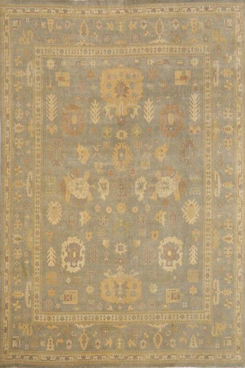 Handknotted Neutral toned Oushak Carpet