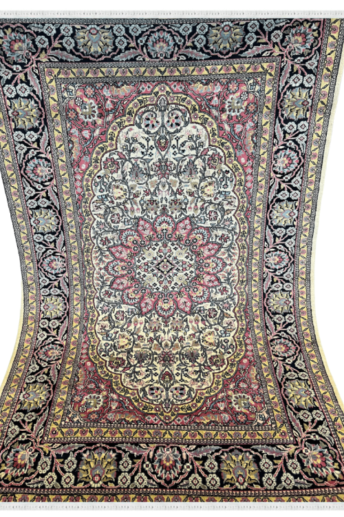 Lotus Medallion Kashan Handmade Wool Carpet