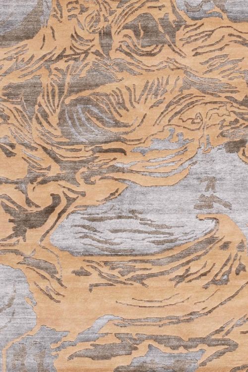 Silver Gray Abstract Handmade Modern Area Rug