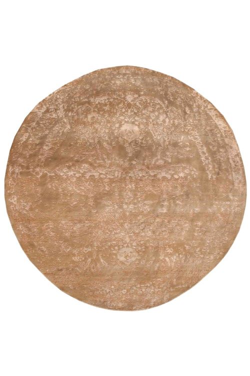 Pastel Brown Bee-Tee Round Handmade Carpet