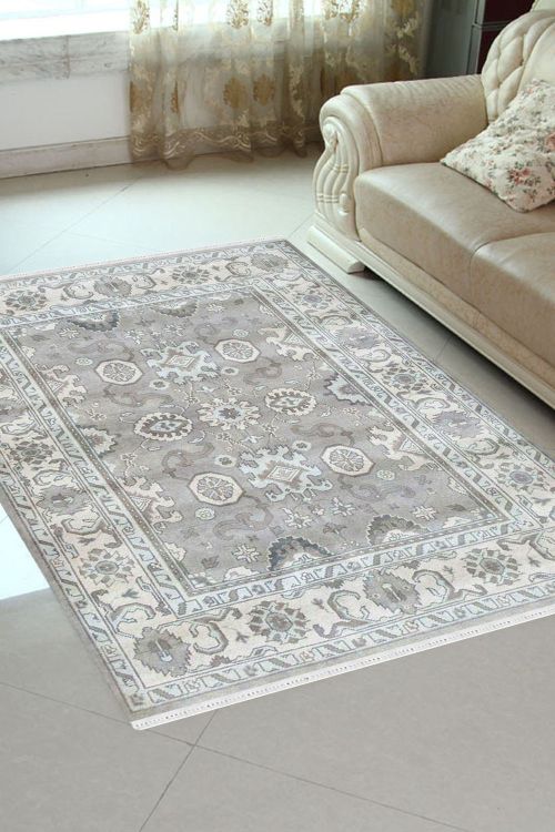 Classy Mughal Monochrome Handmade Area Rug