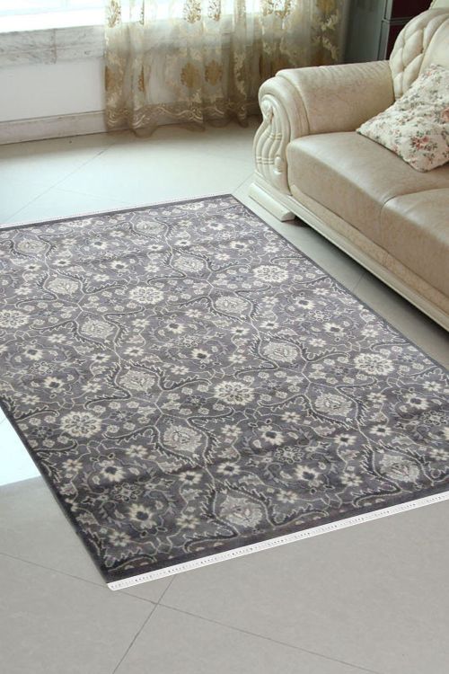 Diamond Gray Floral Monochrome Area Rug