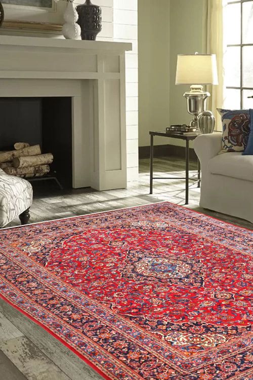 Laal Kashmiri Wool Handknotted Carpet
