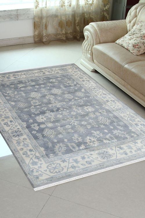 Pastel Gray Area Handmade Woolen Monochrome Rug