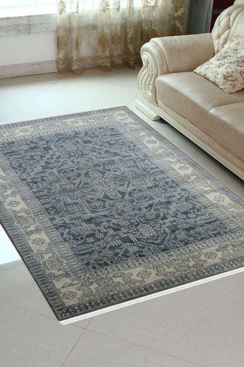 Green Blue Area Monochrome Rug 